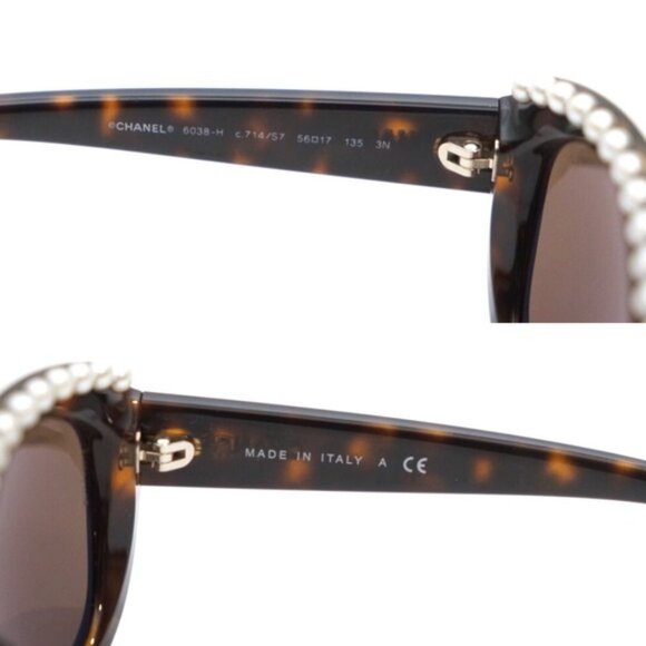 Authentic CHANEL Sunglasses Oyster pearl tortoise Made in Italy with case. - Picture 5 of 6